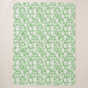 Black mushroom pattern 01b Lgreen BG Sherpa Blanket