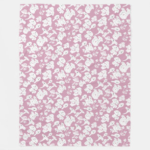 Black mushroom pattern 01b Lpink BG Fleece Blanket