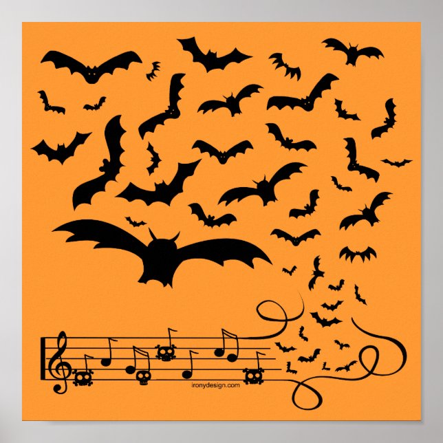 Black Music Bats Design Poster (Front)