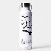 Black Music Bats Design Water Bottle (Front)
