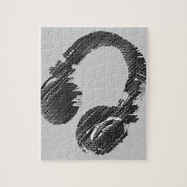 black music deejay / DJ headphone Jigsaw Puzzle (Vertical)