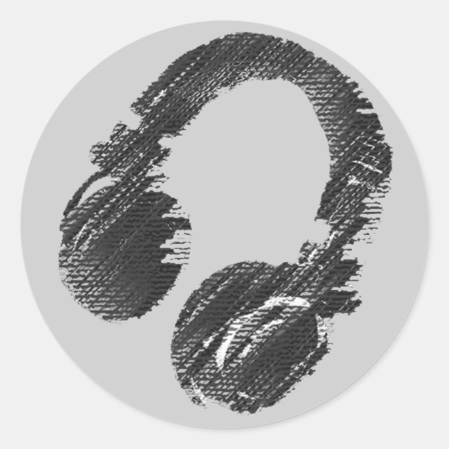 black music deejay headphone classic round sticker (Front)