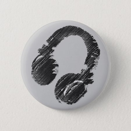 Black Music Deejay Headphone Pinback Button