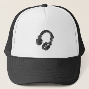 black music deejay headphone trucker hat