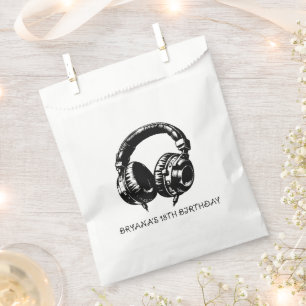 Black Music Headphones Dance DJ Birthday Party Favor Bag