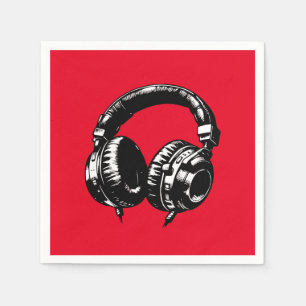 Black Music Headphones Dance DJ Birthday Party Napkins