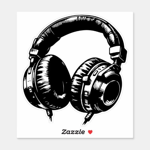 Black Music Headphones Dance DJ Birthday Party Sticker