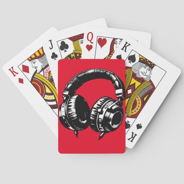 Black Music Headphones DJ Birthday Party Favor Poker Cards (Back)