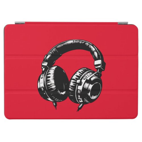 Black Music Headphones DJ  iPad Air Cover