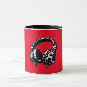 Black Music Headphones DJ Mug