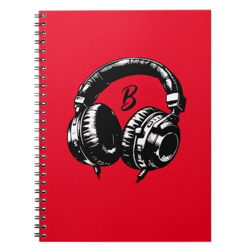 Black Music Headphones DJ Musical Notebook