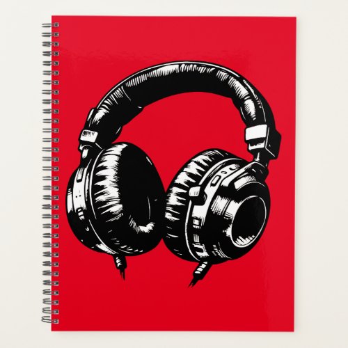 Black Music Headphones DJ Musical Planner