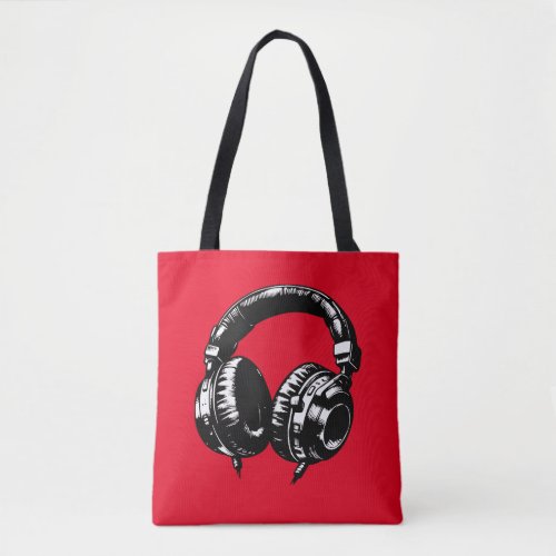 Black Music Headphones DJ  Tote Bag