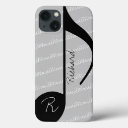 black music note with custom name iPhone 13 case