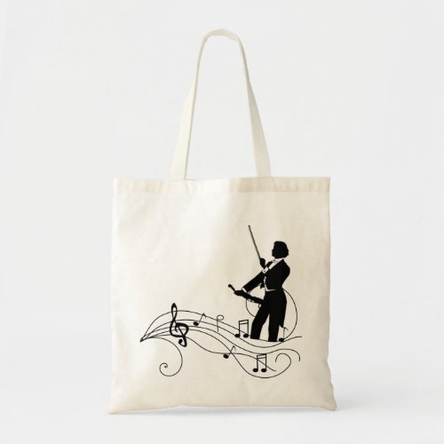 Black Music Notes and Violinist Tote Bag