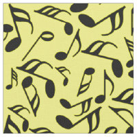 Black Music Notes Fabric 