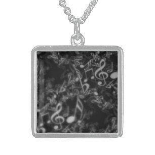black music notes jewelry necklace
