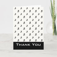 Black Music Notes Modern Thank You Greeting Card