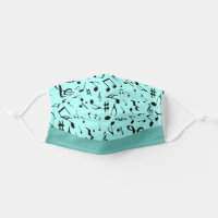 Black Music Notes on Green Cloth Face Mask