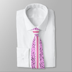 Black Music Notes on PINK Neck Tie