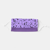 Black Music Notes on Purple Adult Cloth Face Mask (Front, Folded)