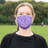 Black Music Notes on Purple Adult Cloth Face Mask (Outside)