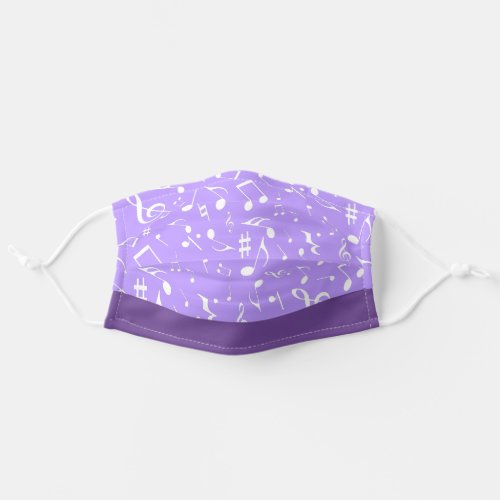 Black Music Notes on Purple Adult Cloth Face Mask