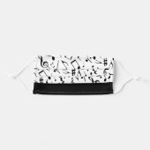 Black Music Notes on White Adult Cloth Face Mask (Front, Folded)