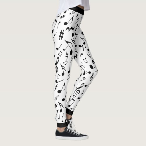 Black Music Notes on White or Your Col Leggings