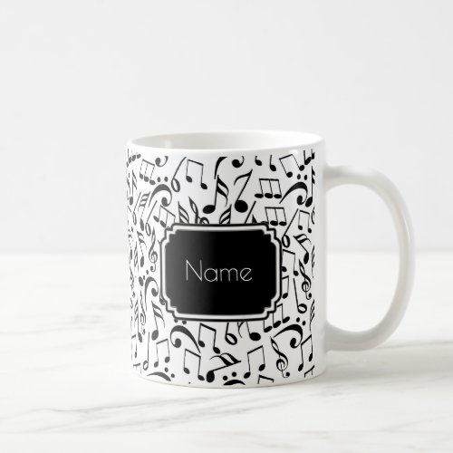 Black Music Notes on White Personalized Mug