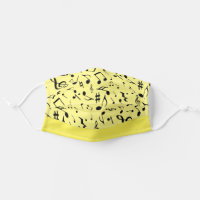 Black Music Notes on Yellow Cloth Face Mask
