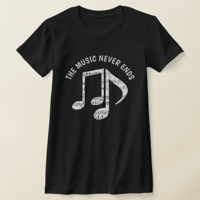 Black Music Notes T-Shirt (Laydown)