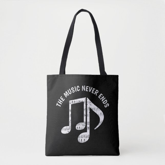 Black Music Notes Tote Bag (Front)
