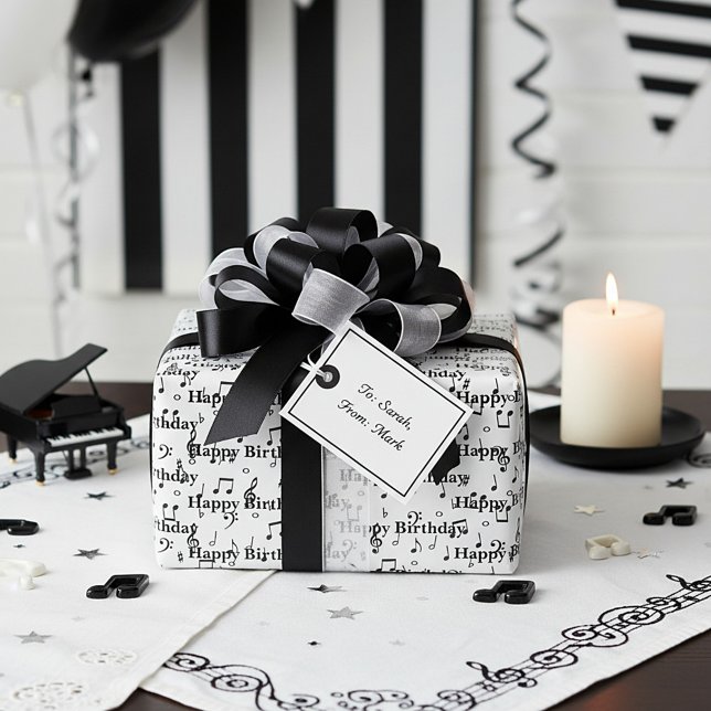 Black Musical Happy Birthday Wrapping Paper (Creator Uploaded)