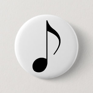 black musical-note pinback button