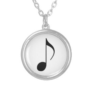black musical-note silver plated necklace