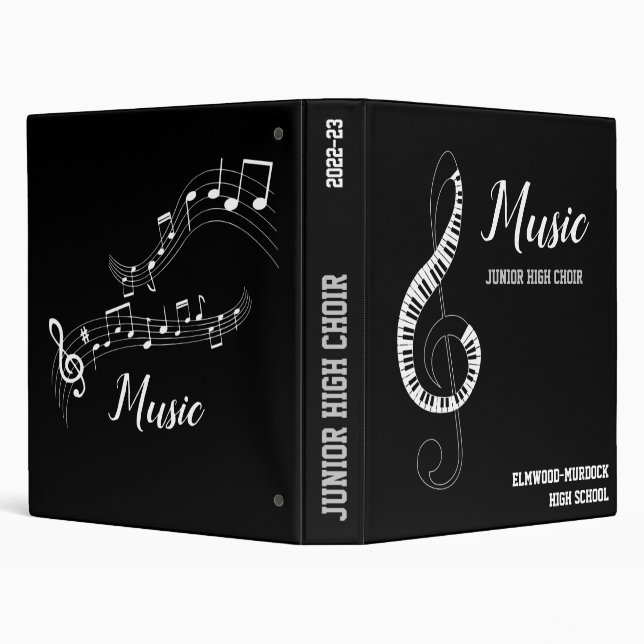 Black Musical Notes Choral Music 3 Ring Binder (Background)
