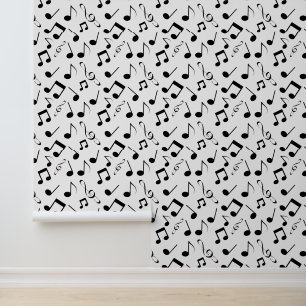 Black Musical Notes Design Wallpaper