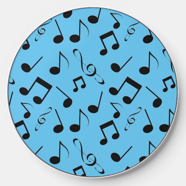 Black Musical Notes Design Wireless Charger