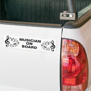 Black musical notes in oval shape bumper sticker