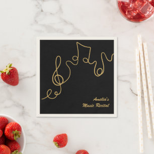 Black Musical Notes Treble Clef Music Event Napkins