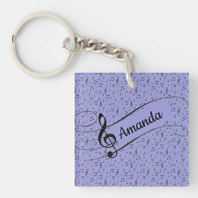 Black Musical personalized  Keychain (Front)