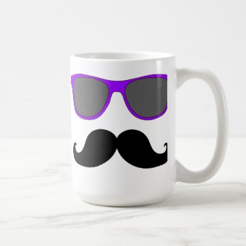 Black Mustache And Purple Sunglasses Humor Coffee Mug by MovieFun at Zazzle