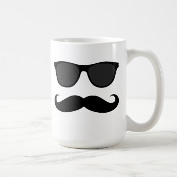 Black Mustache And Sunglasses Humor Coffee Mug by MovieFun at Zazzle