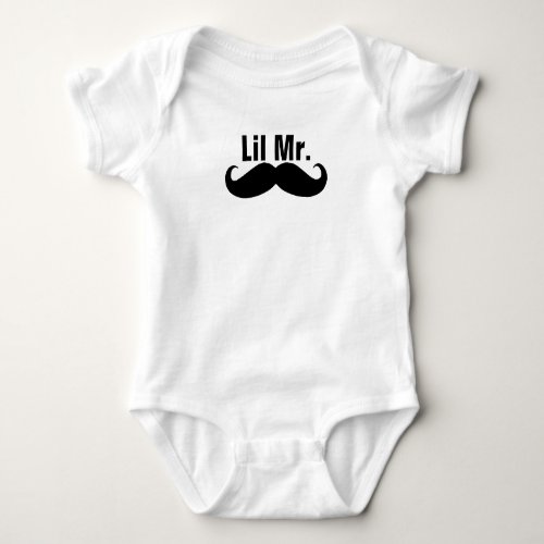 Black Mustache Baby Jersey Bodysuit
