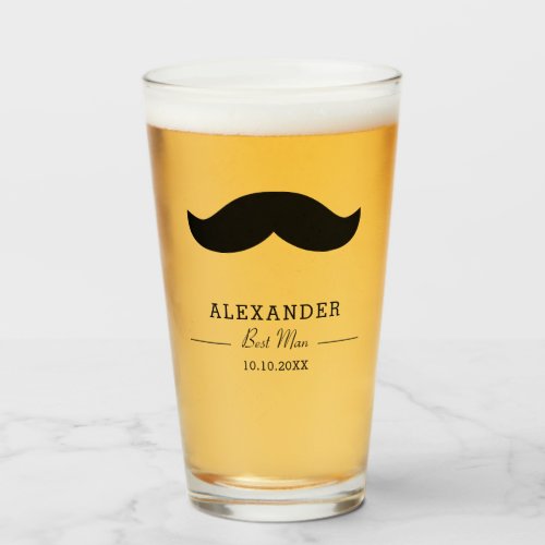 Black Mustache Best Man Wedding Glass