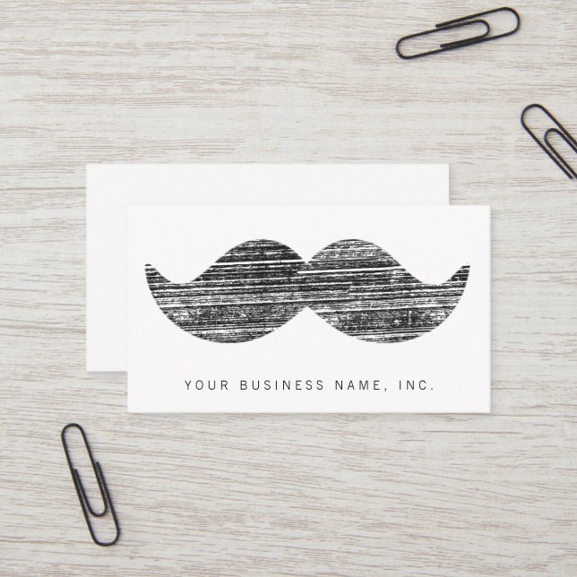 Black Mustache Business Card (Front/Back In Situ)