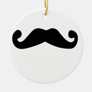 black mustache ceramic ornament
