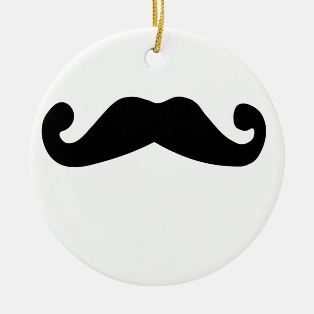 black mustache ceramic ornament (Front)