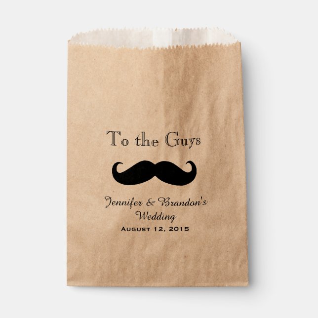 Black Mustache Custom Wedding Favor Bag (Front)